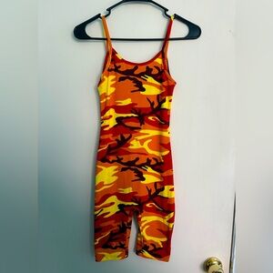 Fashion Nova orange camo romper